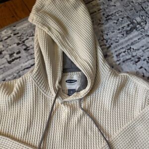 Old Navy Men's Off-White Hooded Sweater